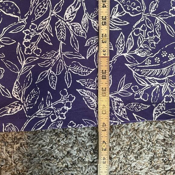 Vintage Midi Dress Size Medium Petite Purple White Floral A Line Button Cottage - Picture 14 of 15